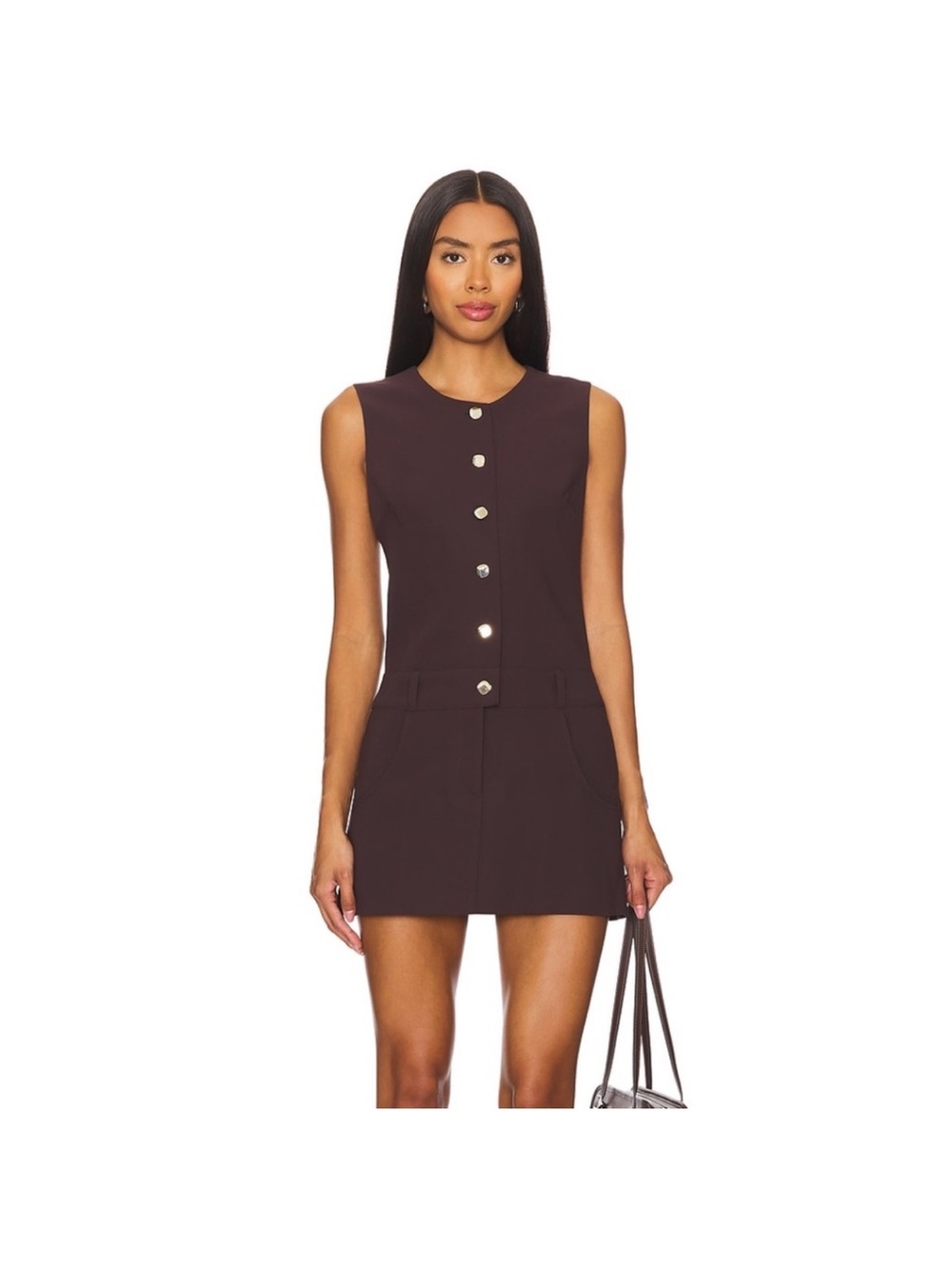 Amanda Uprichard Sleeveless Mini Dress in Dark Brown